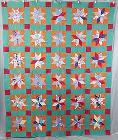 Vintage c1950 Lemoyne Star Quilt