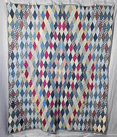 Antique c1890 Overall Diamonds Quilt