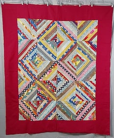 Vintage c1960 String Pieced Summer Spread Quilt