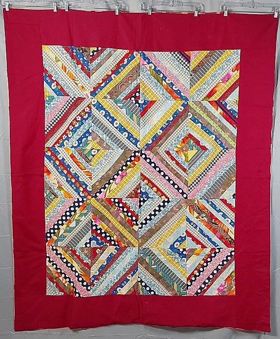 Vintage c1960 String Pieced Summer Spread Quilt (1 of 9)