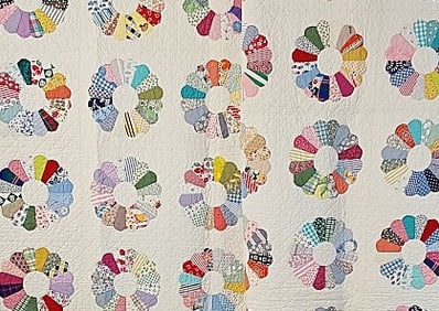 Pair of Vintage c1950 Dresden Plate Quilts