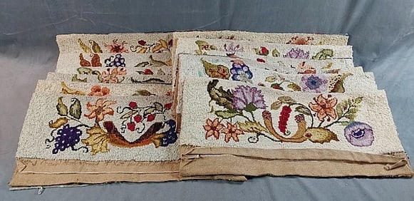 Set of Vintage 12 Embroidered Riser and Tread