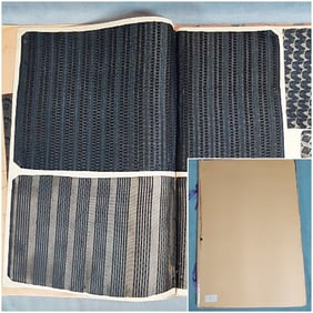 Antique Textile Swatch Book - 19th Century B lack  Silk Lino-Open Weave Jacquard