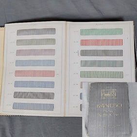 Vintage Textile Swatch Book - c1940 Kanebo Striped Spun Silk Crepe
