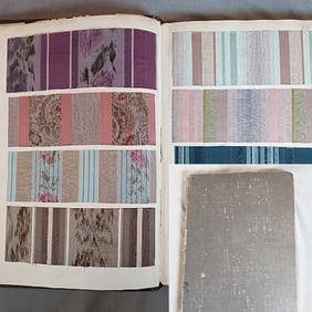 Antique Textile Swatch Book - c1880s Silk Moire Stripes