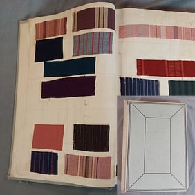 Antique Textile Swatch Book - c1910 Novelty Wool Stripes