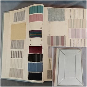 Antique Textile Swatch Book - c1910 Wool Woven Stripes