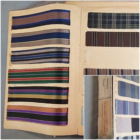 Antique Textile Swatch Book - c1900 Silk Tie Stripes