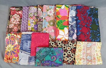 7 lbs of 20th Century Floral Fabric Yardage - Batiks Retro and More