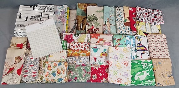 10 lbs of 20th Century Conversational Print Fabrics - Assorted Prints