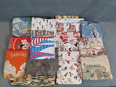 Over 10 lbs 20th Century Conversational Print Fabrics - Asssorted Prints