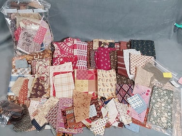 Over 5lbs 19th Century Printed Floral Scrap Fabrics