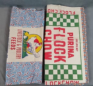 2 c1930s Feed Sacks - Poultry Feed