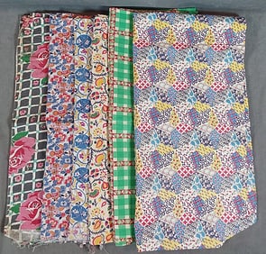 6 c1930s Feed Sacks - Floral