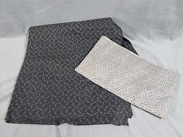 2 c1950s Mourning Print Reproduction Fabrics