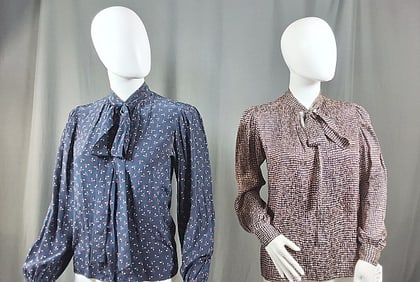 2 Vintage Late 70s Silk Blouses by Saint Laurent