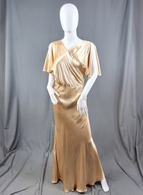 1930s Champagne Satin Gown