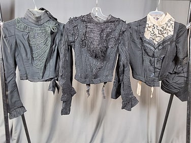 3 19th Century Mourning Bodices