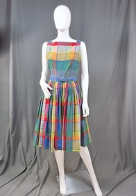1960s Cotton Plaid Summer Dress