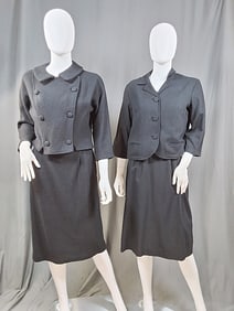 2 1950s Ladies Black Wool Dress Sets