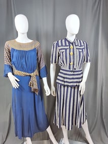 2 1930s-40s Day Dresses - Blue