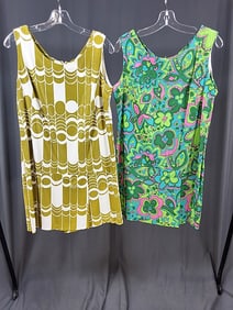 2 1960s Polyester Rompers - Retro