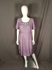 1960s Lilac Raw Silk Dress