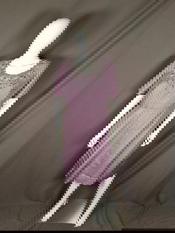 1960s Lilac Raw Silk Dress (1 of 11)