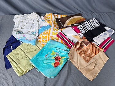 9 Vintage Printed Scarves