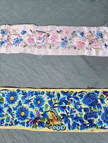 Antique Chinese Hand Embroidered Sleeve Bands