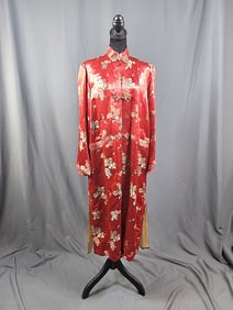 Vintage Red Kimono with Florals