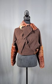 Vintage Wool Jacket with Fur Collar, Sleeves