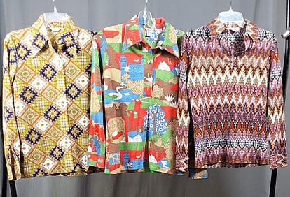 3 c1960 Conversational Print Shirts