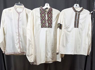 3 Vintage Ukrainian Mens Shirts