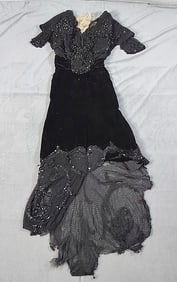 Antique c1910 Black Evening Gown