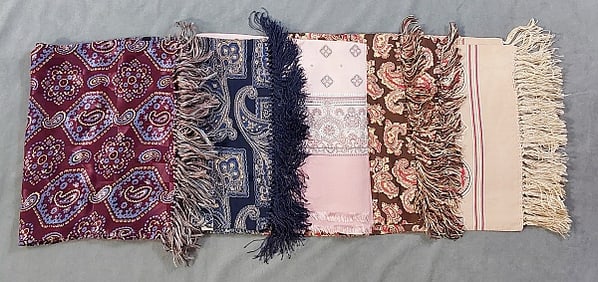 Group of 5 Vintage Scarves with Fringe