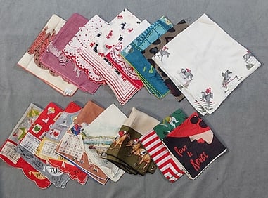 Group of 16 Conversational Handkerchiefs - Tammis Keefe