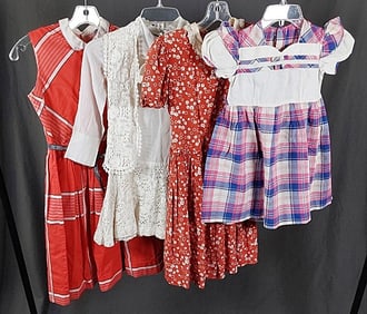 4 Vintage Girls Dresses - Plaid and more