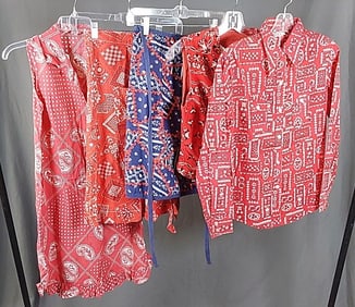 5 Vintage 1960-70s Bandana Print Garments