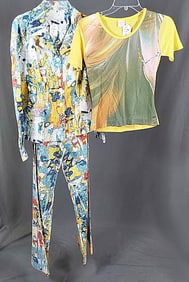 Vintage 1960s Pants Set with Psychedelic Print