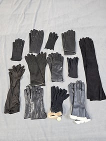 12 Pairs of Black Vintage Black Gloves