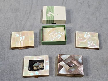 5 Vintage Mother of Pearl Compacts