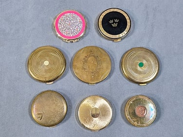 8 Vintage Circular Compact Mirrors