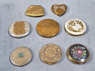 8 Vintage Compact Mirrors - Round and more