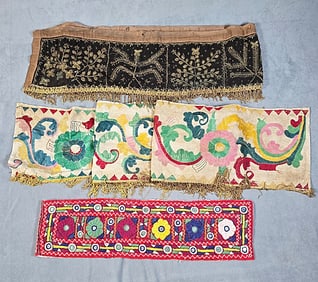 3 Embroidered Ethnic Textile Strips
