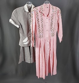 Vintage c1950 Gingham Dress and Skirt Set