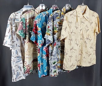 5 Vintage c1960 Mens Vacation Shirts - Rayon