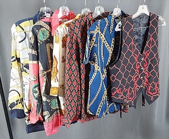 6 Vintage c1980 Mens Conversational Print Shirts