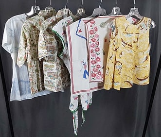 7 Vintage c1970 Womens Conversational Print Shirts