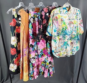 5 Vintage Brightly Printed Womens Clothing